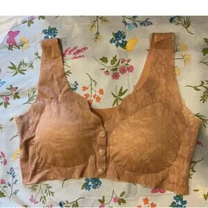 Nude Lace Bralette Seamless Wireless Bra Minimalist Comfy Lounge Lingerie XL